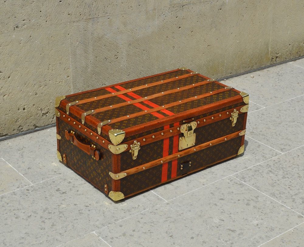 Early 20th c Louis Vuitton Steamer Trunk with Interior Label & Serial Number